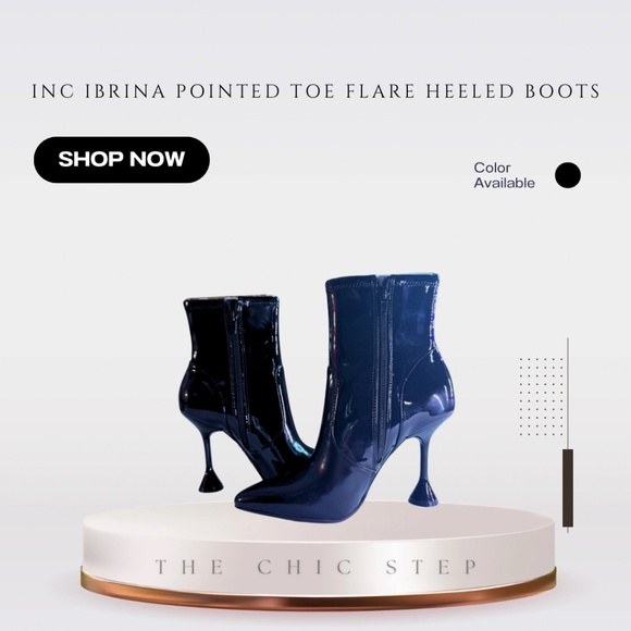 INC International Concepts Women’s Ibrina Pointed Toe Flare Heeled Boots Black - Picture 7 of 9